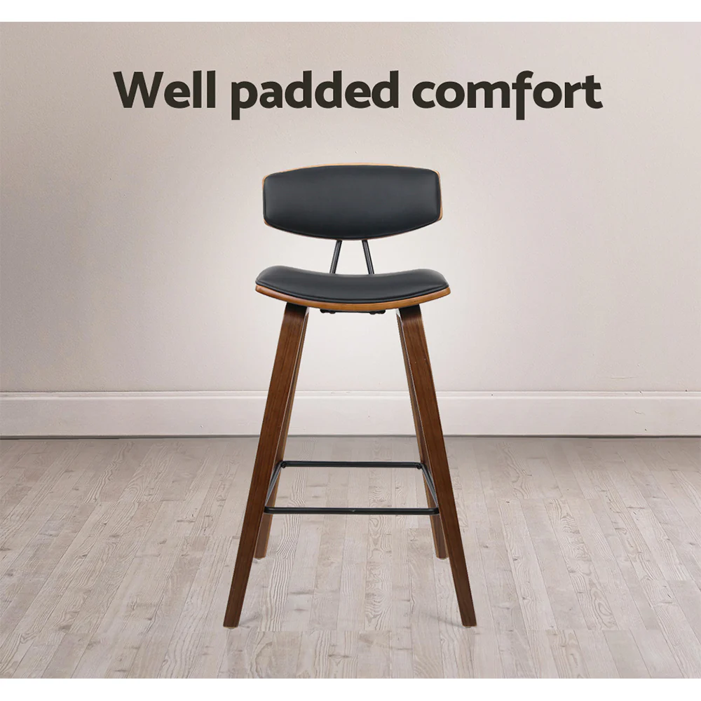 Artiss 2x Bar Stools Leather Padded w/Backrest - Image 7