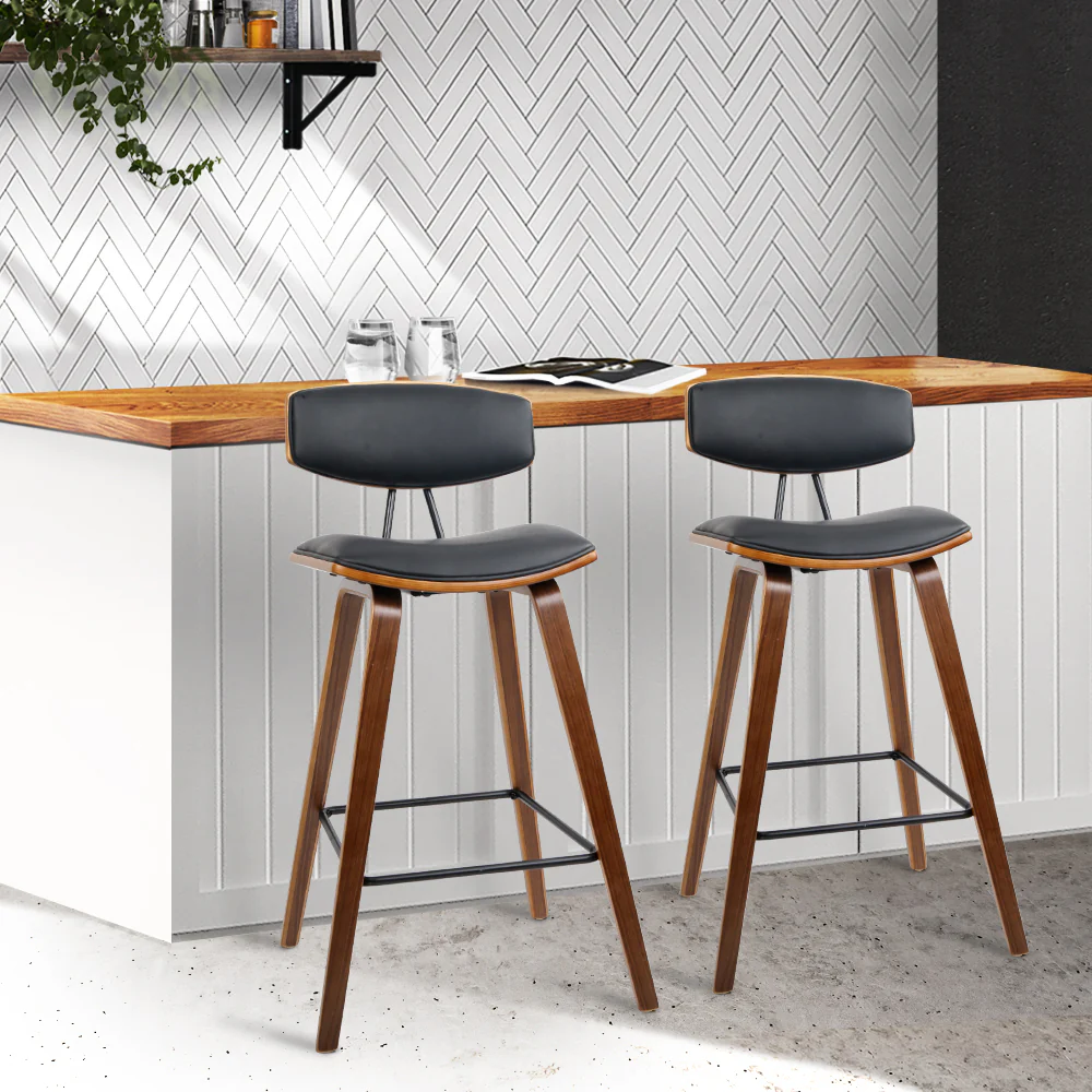 Artiss 2x Bar Stools Leather Padded w/Backrest - Image 8