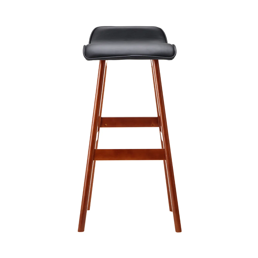 Artiss 2x Bar Stools Wooden Stool Black - Image 3