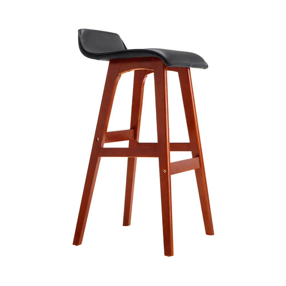 Artiss 2x Bar Stools Wooden Stool Black - Image 4