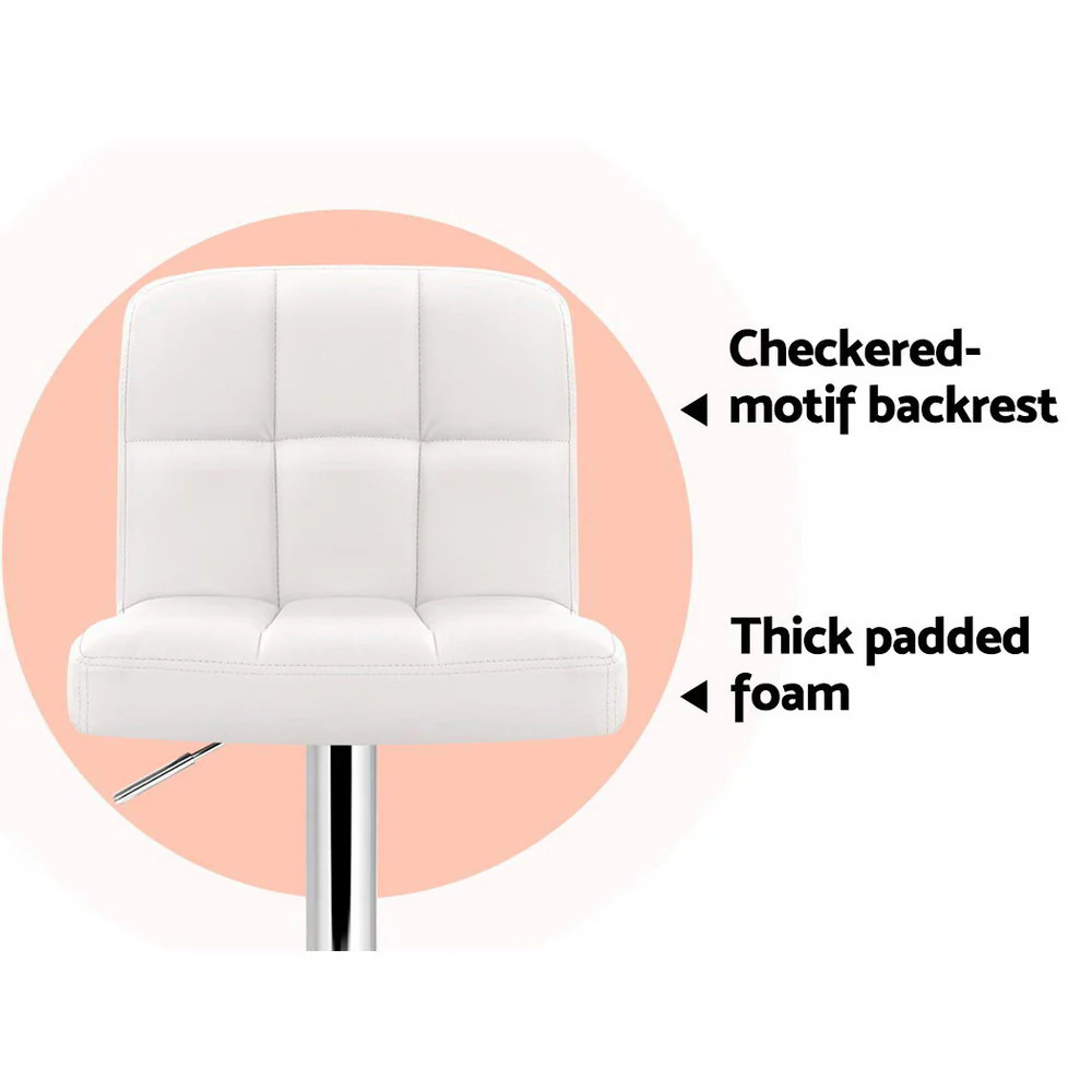 Artiss 2x Bar Stools Leather Gas Lift White - Image 7