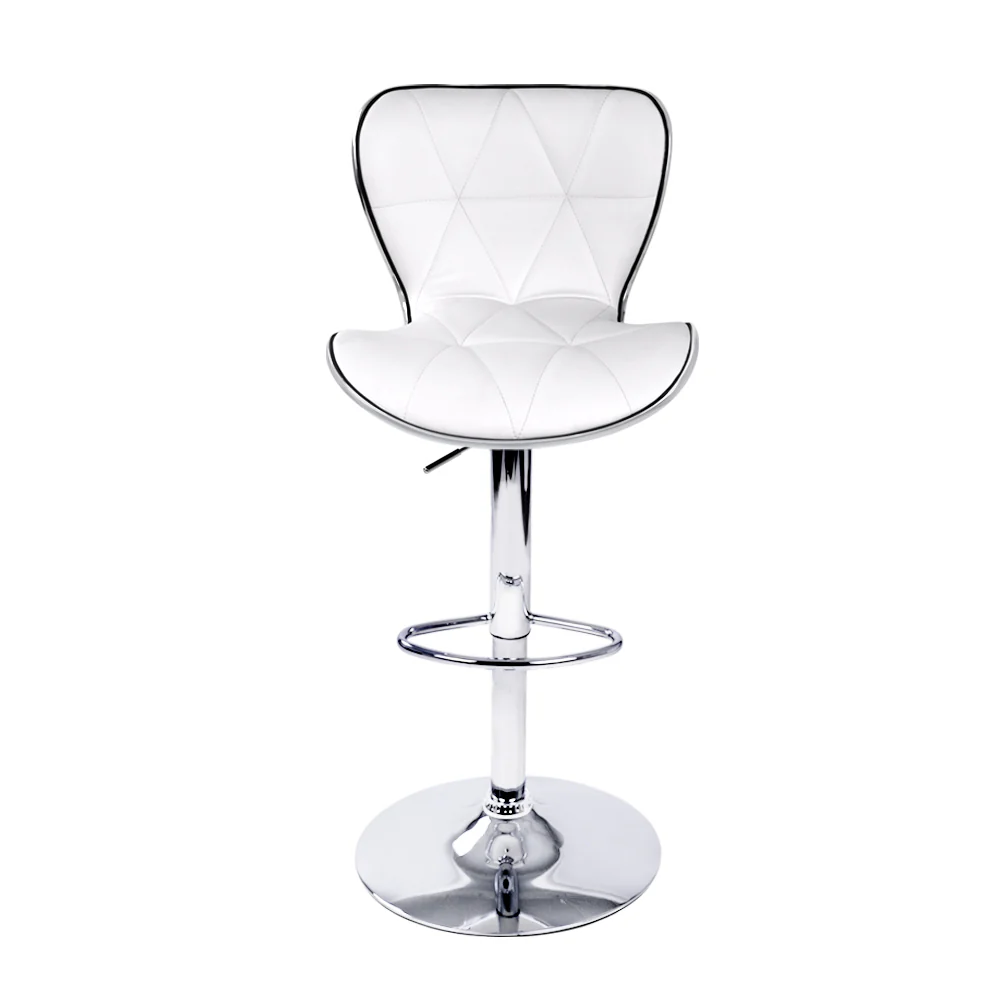 Artiss 2x Bar Stools Gas Lift Leather Seat White - Image 3