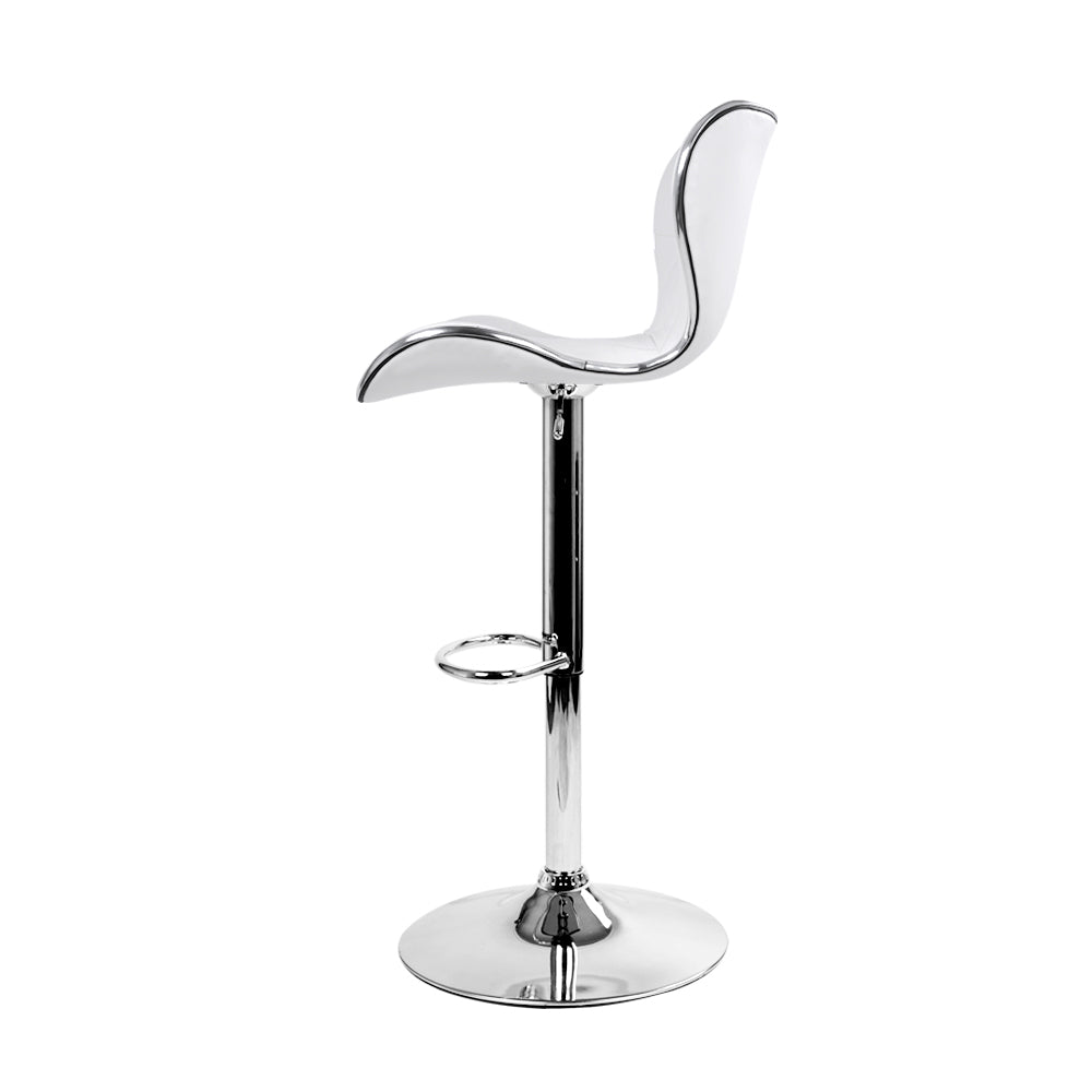 Artiss 2x Bar Stools Gas Lift Leather Seat White - Image 4