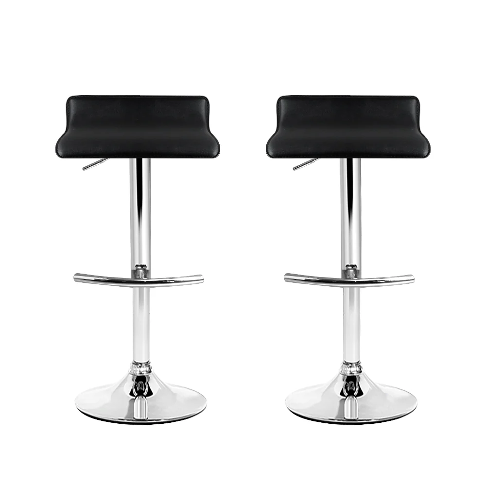 Artiss 2x Bar Stools Adjustable Gas Lift Chairs Black - Image 3