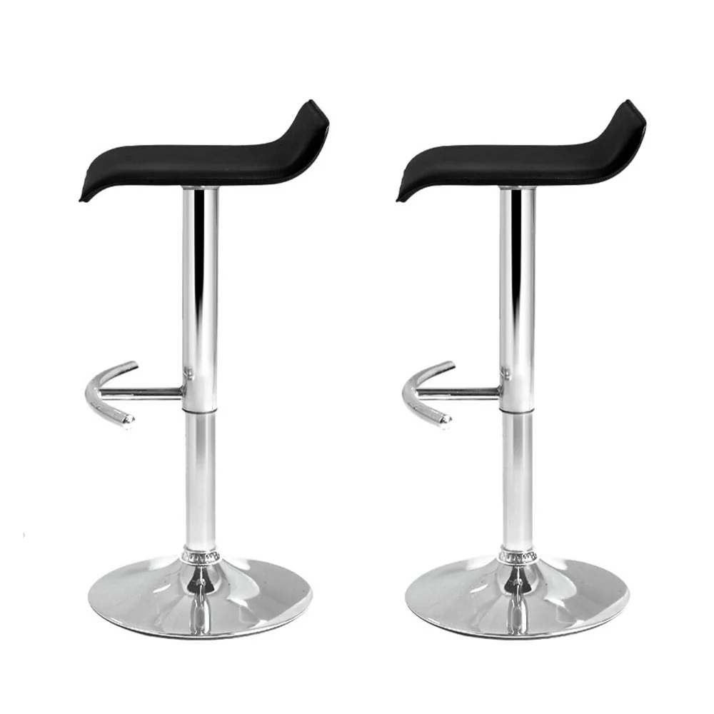 Artiss 2x Bar Stools Adjustable Gas Lift Chairs Black - Image 4