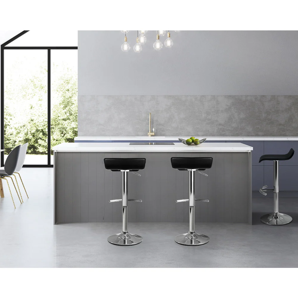 Artiss 2x Bar Stools Adjustable Gas Lift Chairs Black - Image 7