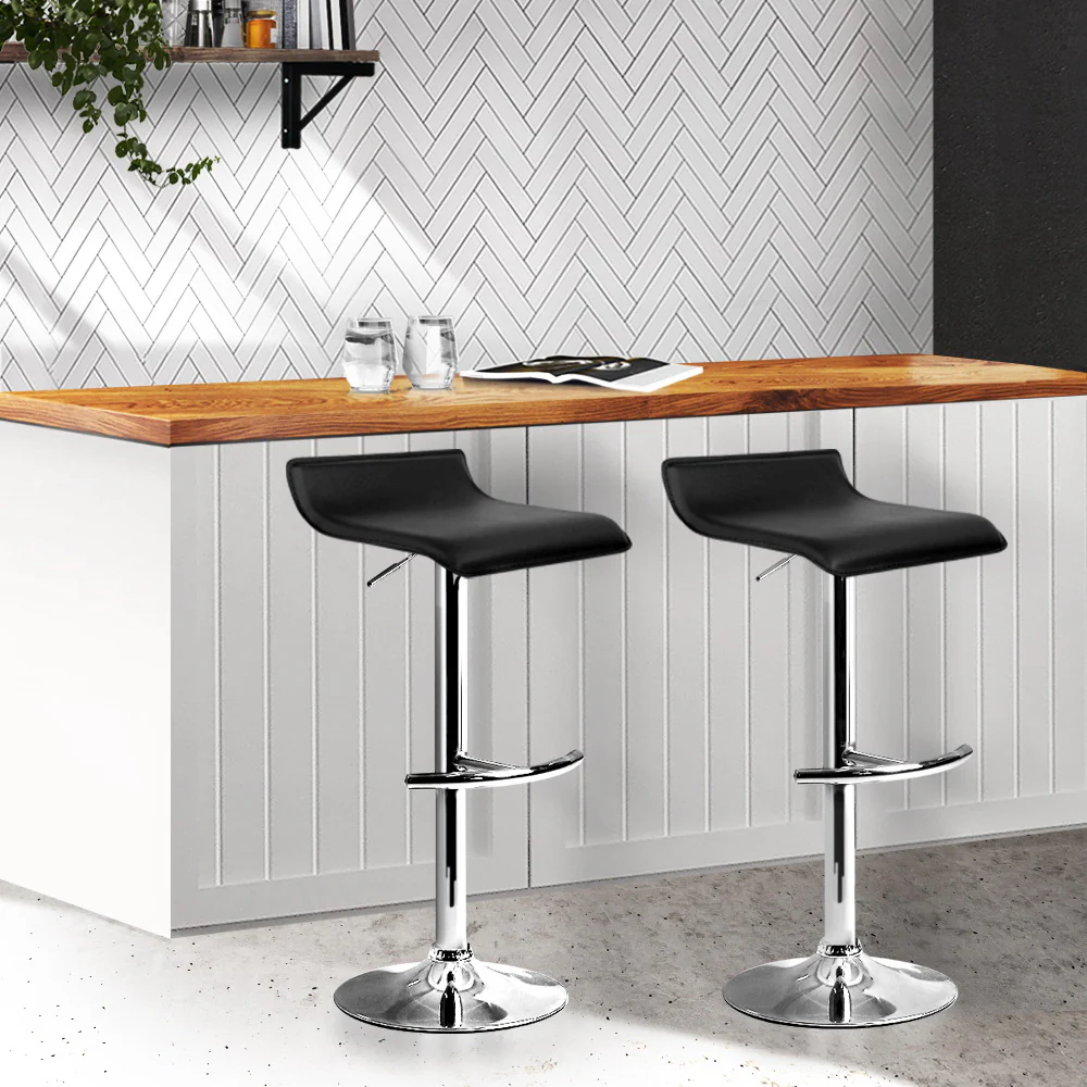 Artiss 2x Bar Stools Adjustable Gas Lift Chairs Black - Image 8