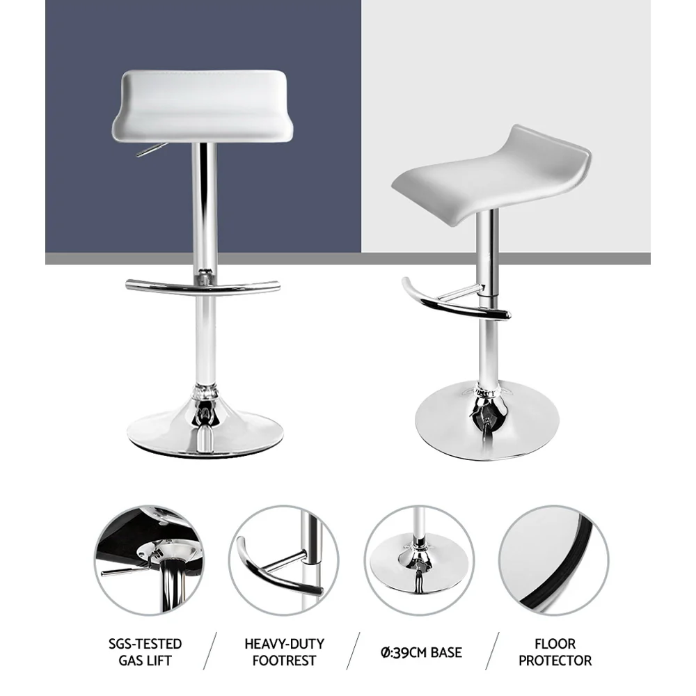 Artiss 2x Bar Stools Adjustable Gas Lift Chairs White - Image 6