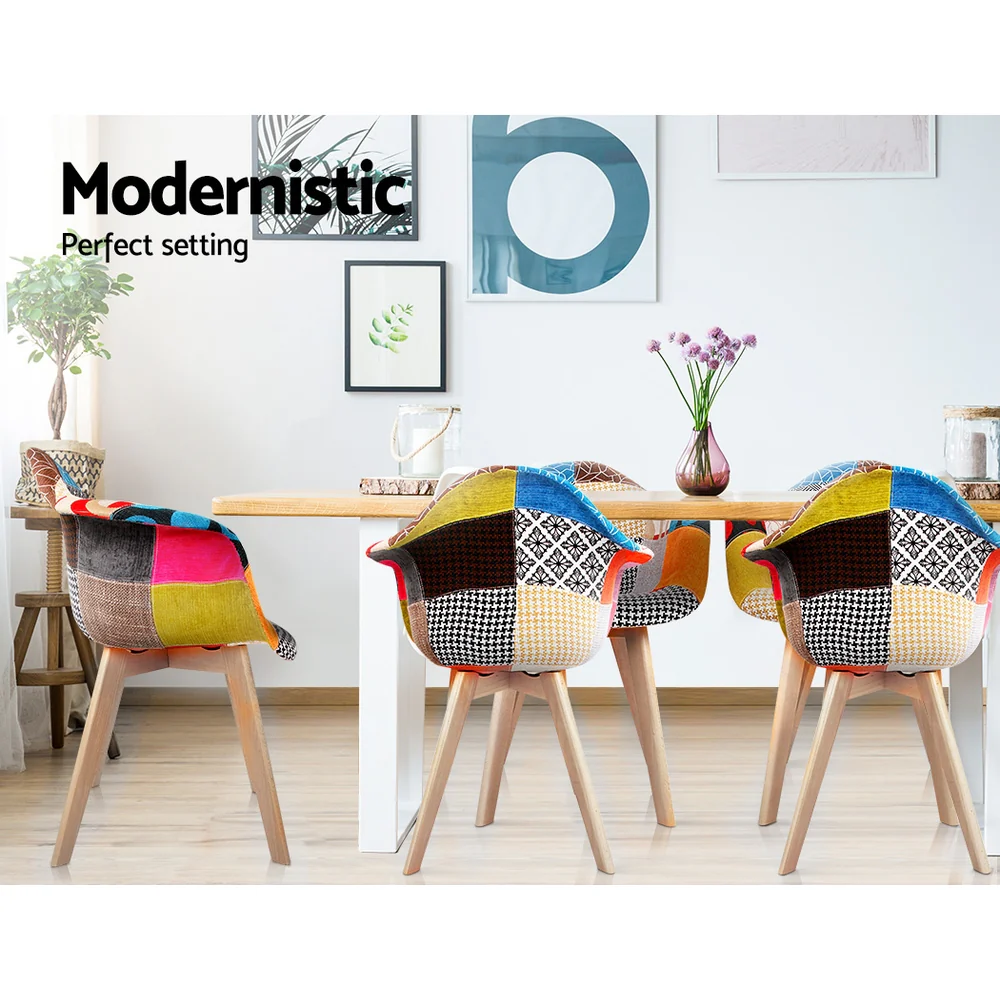 Artiss Dining Chairs Set of 2 Fabric Retro Replica DSW - Image 7