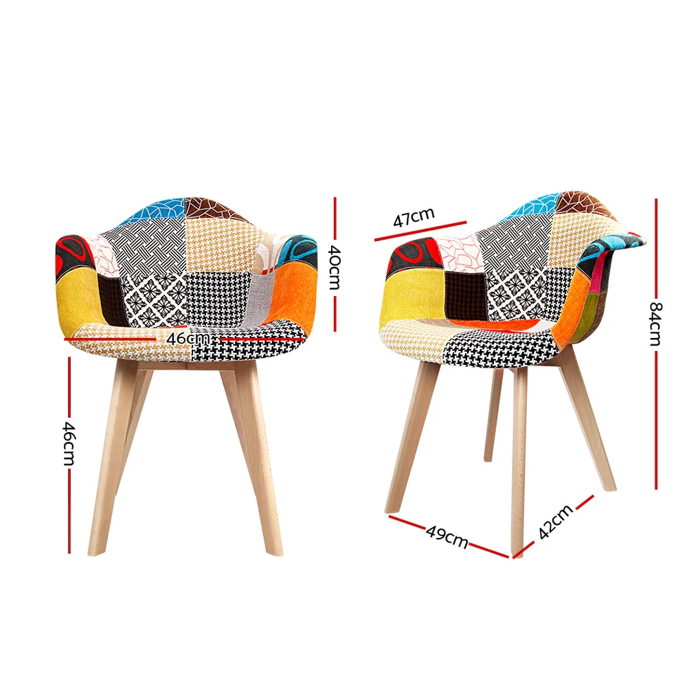 Artiss Dining Chairs Set of 2 Fabric Retro Replica DSW - Image 8