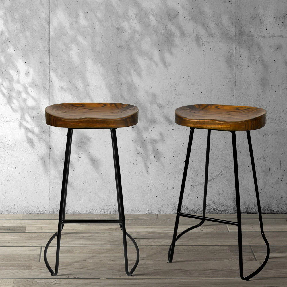 Artiss 2x Bar Stools Tractor Seat 75cm Black - Image 7