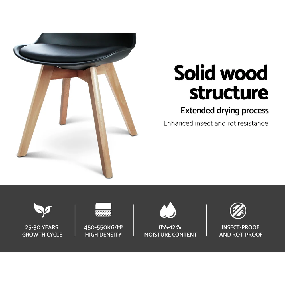 Artiss Dining Chairs Set of 4 Leather Plastic DSW Replica Wooden Black - Image 7
