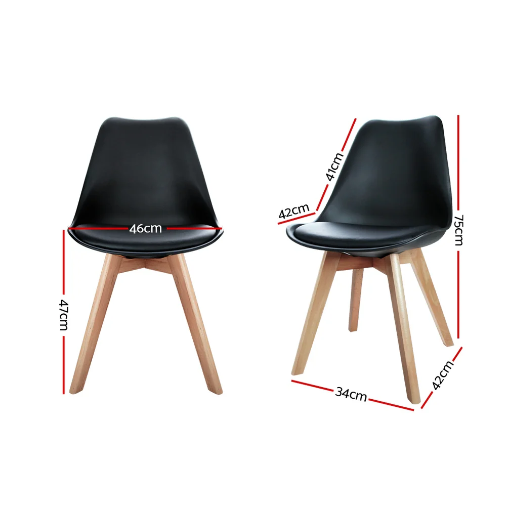 Artiss Dining Chairs Set of 4 Leather Plastic DSW Replica Wooden Black - Image 8