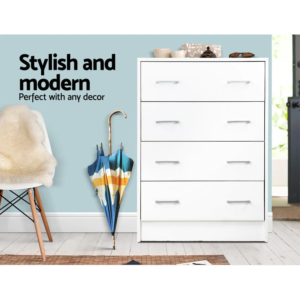 Artiss 4 Chest of Drawers - ANDES White - Image 4