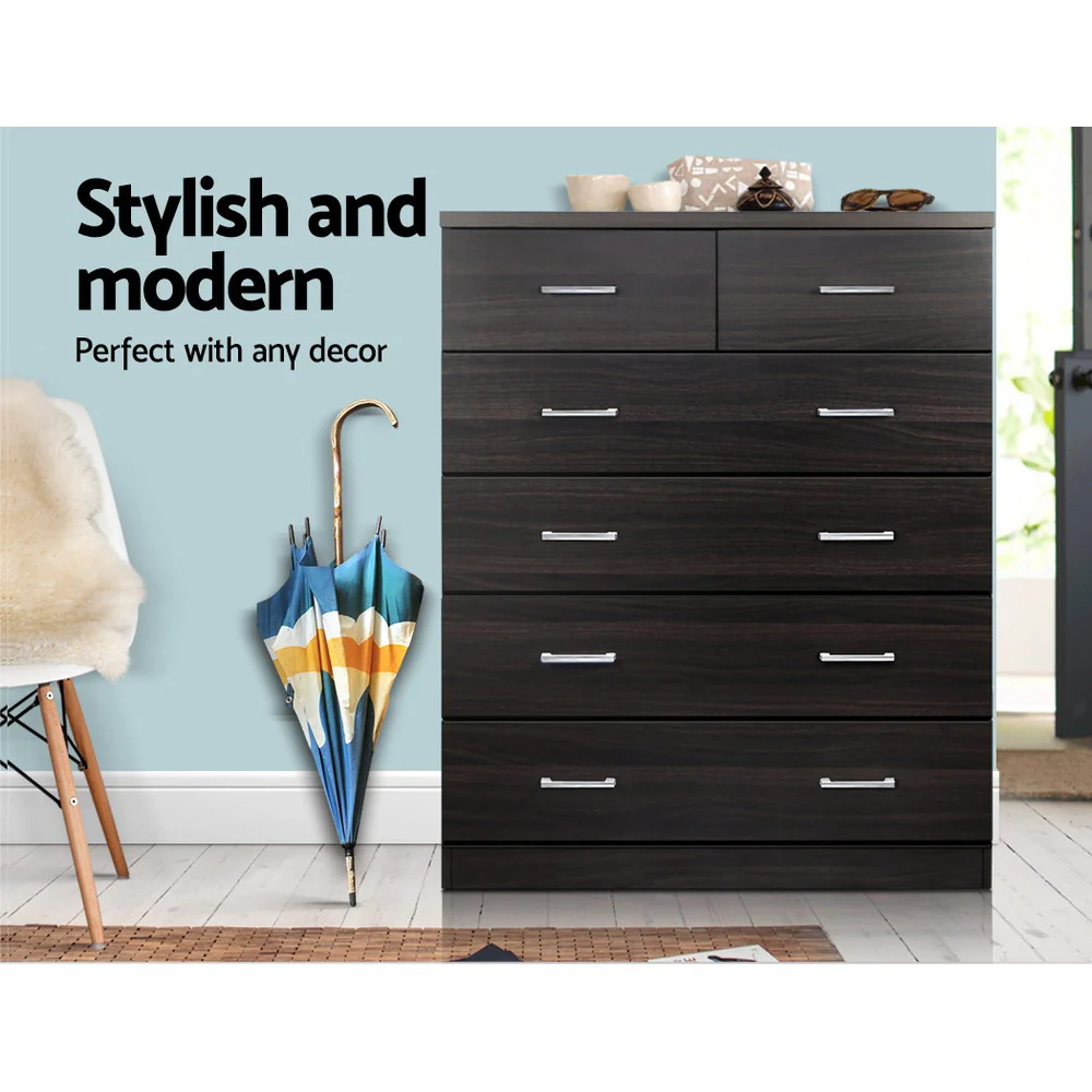 Artiss 6 Chest of Drawers - ANDES Walnut - Image 4