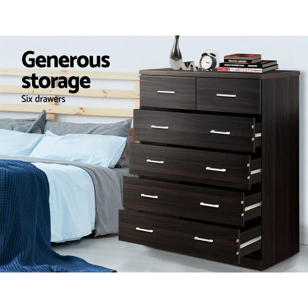 Artiss 6 Chest of Drawers - ANDES Walnut - Image 5