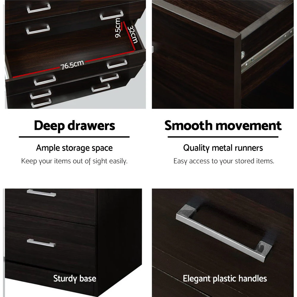 Artiss 6 Chest of Drawers - ANDES Walnut - Image 6