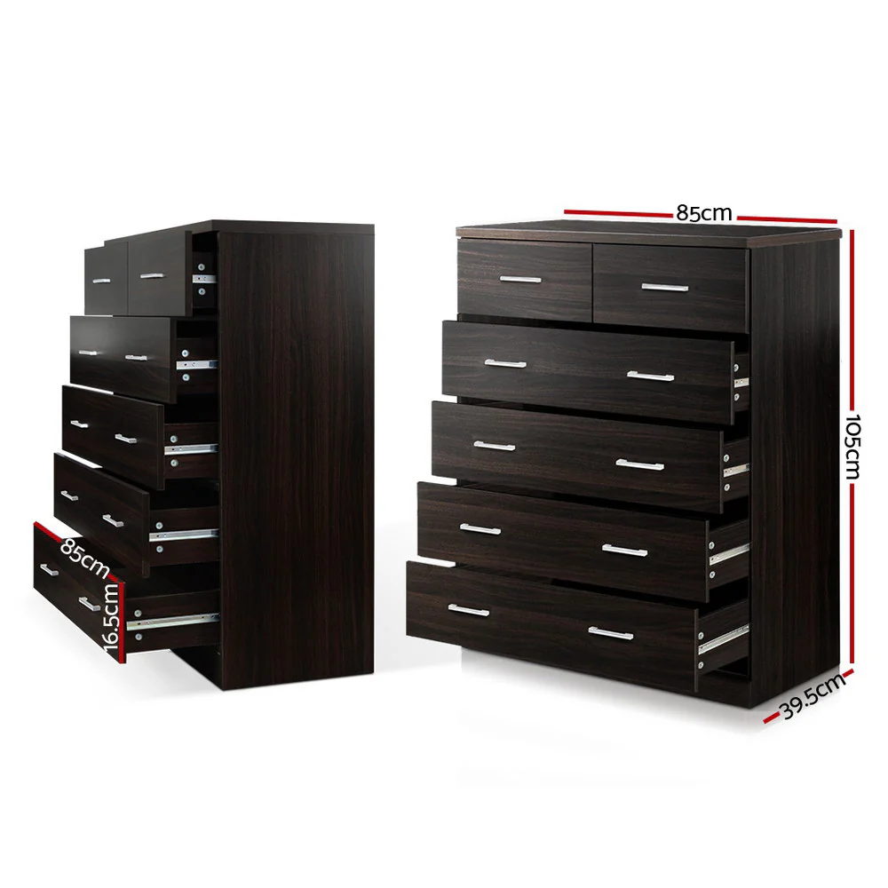 Artiss 6 Chest of Drawers - ANDES Walnut - Image 8