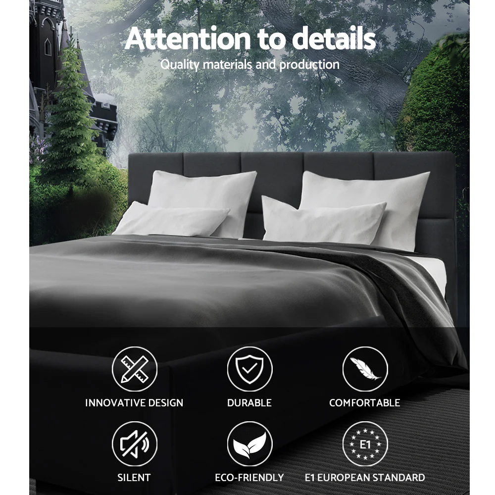 Artiss Bed Frame Queen Size Charcoal TINO - Image 5