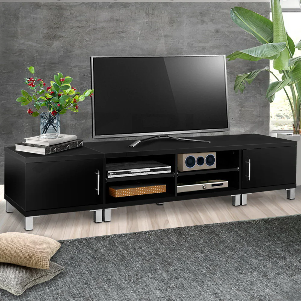 Artiss TV Cabinet Entertainment Unit 190cm Black Danson - Image 3