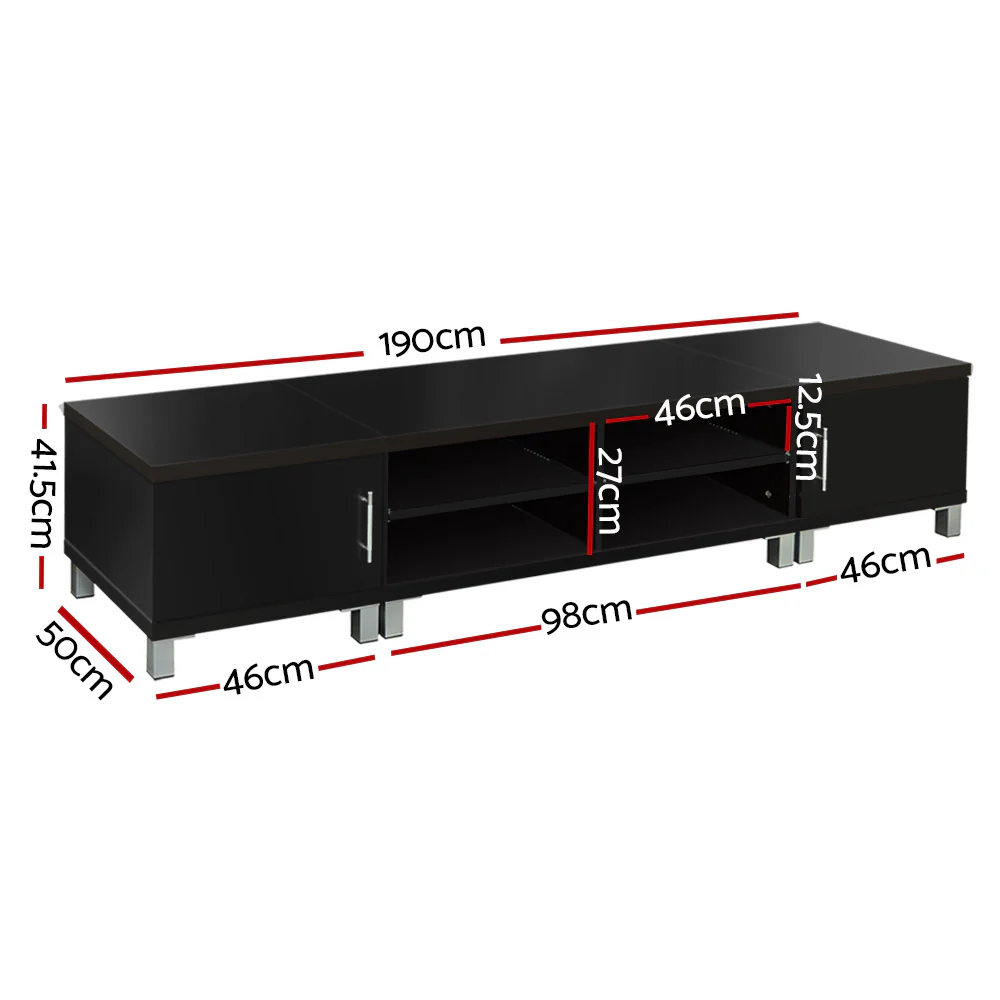 Artiss TV Cabinet Entertainment Unit 190cm Black Danson - Image 8