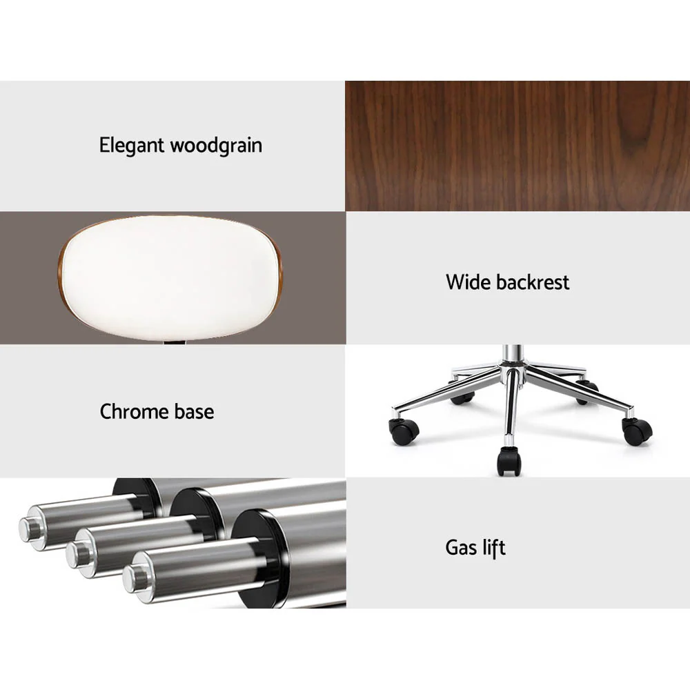 Artiss Wooden Office Chair Leather Seat White - Image 4