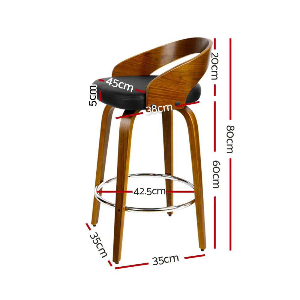 Artiss 2x Bar Stools Swivel Seat Curving Backrest - Image 2